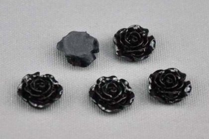 4 x Resin-Rose 15 x 15 x 7 mm, schwarz