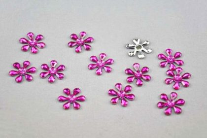 5 x Kristall-Blumen 18 mm, pink