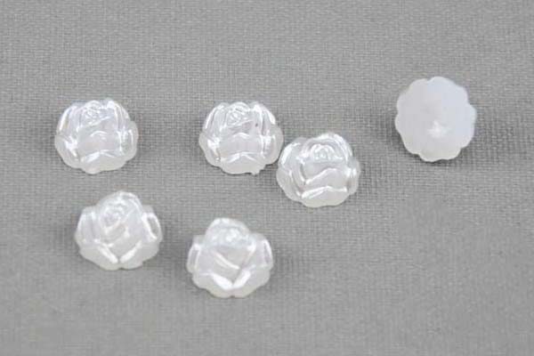 5 x Resin-Rose 13 x 13 x 7 mm, weiss