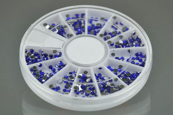 Box mit Rhinestone, dunkelblau, 2mm