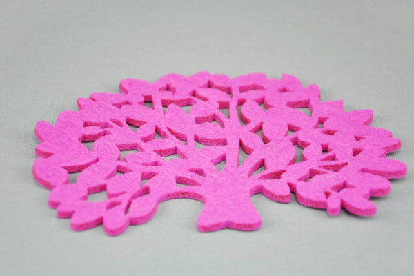 Filz-Tassen-Untersteller BAUM 15 x 10 cm, pink
