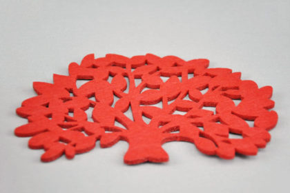 Filz-Tassen-Untersteller BAUM 15 x 10 cm, rot