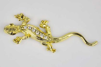 Gecko-Sticker aus Metall mit kleinen klaren Kristallen, gold
