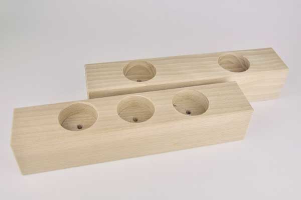 2er-Set Holz-Blöcke für Teelichtern, Querformat