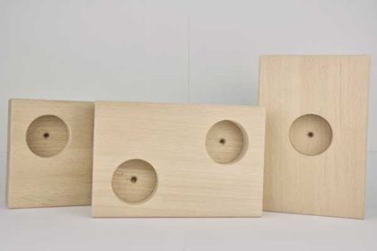 3er-Set Holz-Blöcke für Teelichter im Querformat