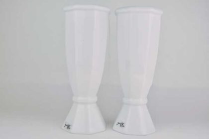 2 x Porzellan-Vasen weiss, 20 x 8 x 8 cm