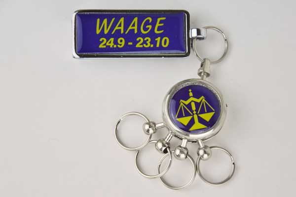 Schlüsselanhänger mit Gürtelclip Sternzeichen "Waage"