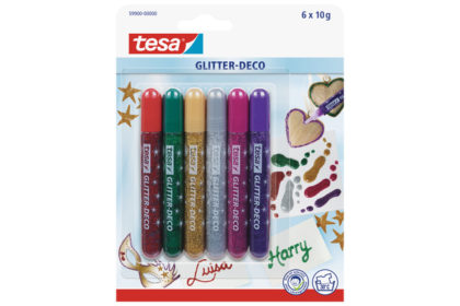 TESA Glitter Deco Brillia Colors - für Fotos, Karton, Papier, 6 Stück