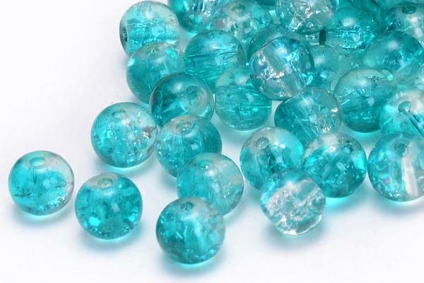 10 x Acryl Beads/Kugeln 6 mm, hellblau-weiss