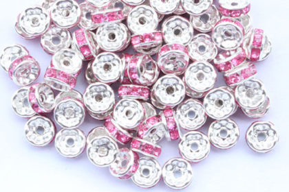 10 x Plated Silber Spacer 8mm, pink