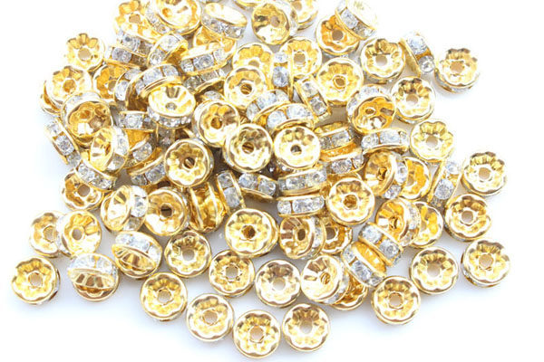 10 x Plated Gold Spacer 8mm, grau