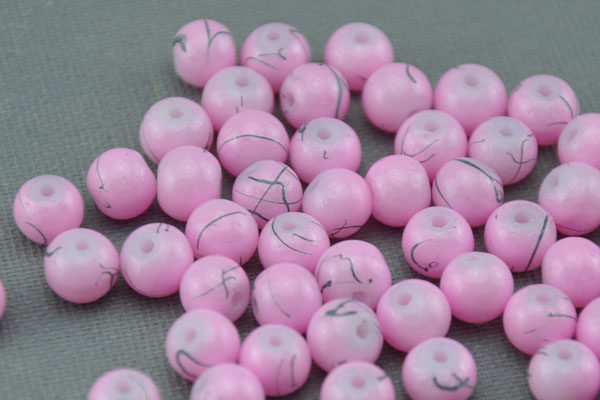 10 x Acryl Beads/Kugeln 6 mm, rosa