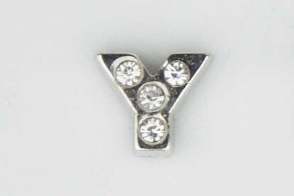 Metall-Buchstabe "Y" Charm mit klaren Kristallen