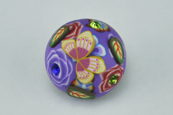 Charm Button für Armbänder und Ketten, von Hand bemalt, Schmetterling