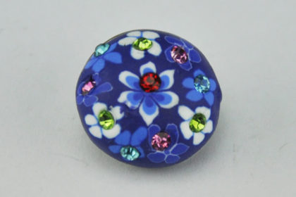 Charm Button für Armbänder und Ketten, von Hand bemalt, Blumen