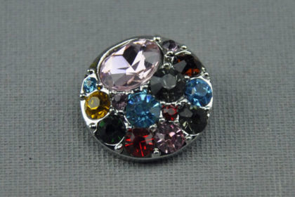 Charm Button für Armbänder und Ketten, mit farbigen Kristallen