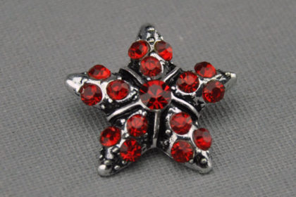 Charm Button für Armbänder und Ketten, Stern mit roten Kristallen
