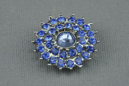 Charm Button für Armbänder und Ketten, Sternkreis mit blauen Kristallen