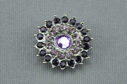 Charm Button für Armbänder und Ketten, Sternkreis mit violetten Kristallen
