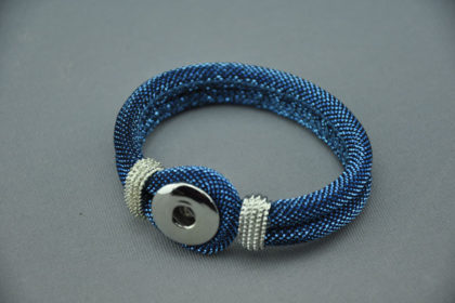 Armband für Charm Button 22cm, blau glanz
