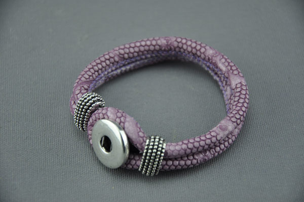 Armband für Charm Button, violett snake