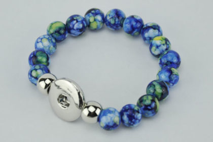 Perlen-Armband für Charm Button, blau-grün
