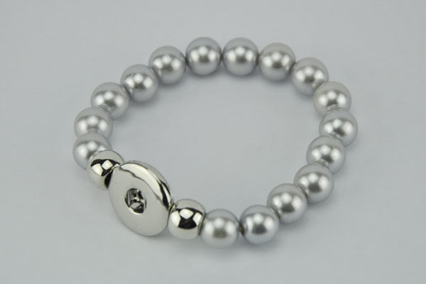 Perlen-Armband für Charm Button, silber