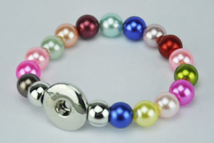 Perlen-Armband für Charm Button, vers. farbige Perlen