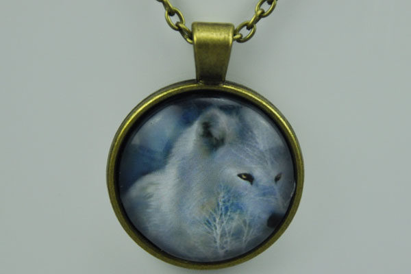 Vintage Bronze Kette mit Glas-Chain WOLF WEISS