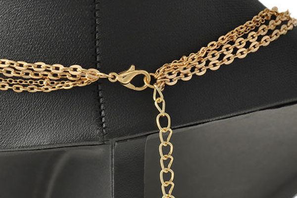 Schöne goldene Halskette 40-55cm mit integrierten Rhinestones, Charm und Kreuz