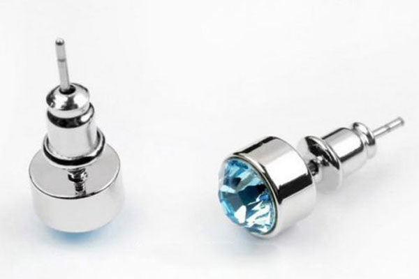 Schmuck-Set bestehend aus Halskette 41+6 cm und Ohrstecker mit blauen Kristallen
