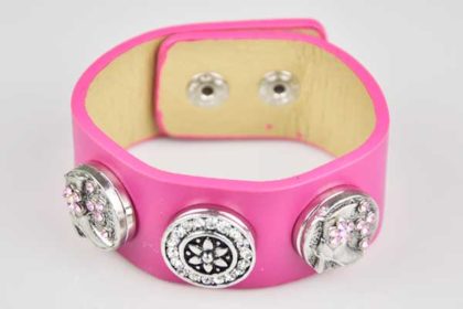 Armband 230 x 28 mm mit 3 Chunk Charm Buttons, pink