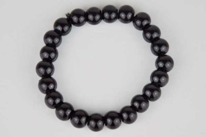 Armband mit 21 Glas-Beads schwarz 8 mm