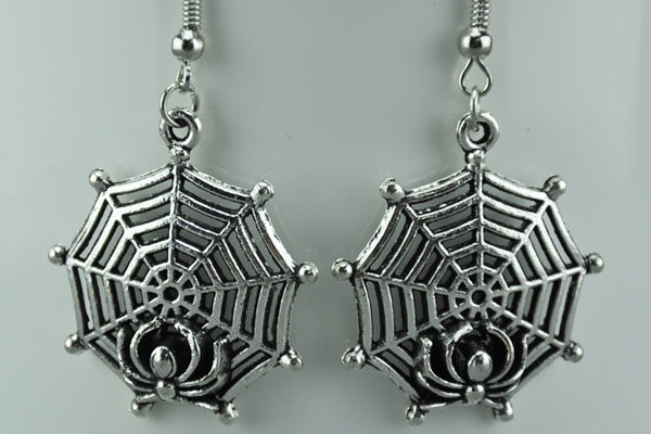 1 Paar Tibet-Silber Ohranhänger, Spinne im Netz