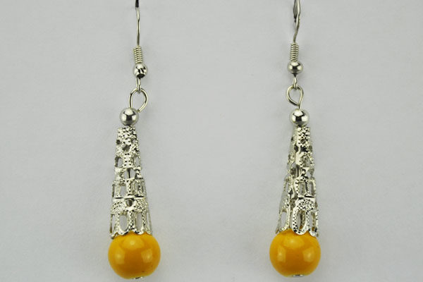 1 Paar Ohranhänger mit gelben Perlen