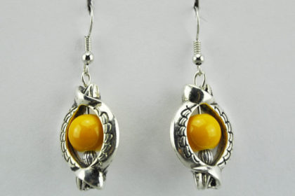 1 Paar Ohranhänger mit Symbol und gelben Perlen
