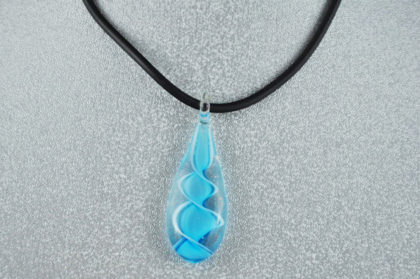 Halskette 450 mm mit Glas-Anhänger, blau