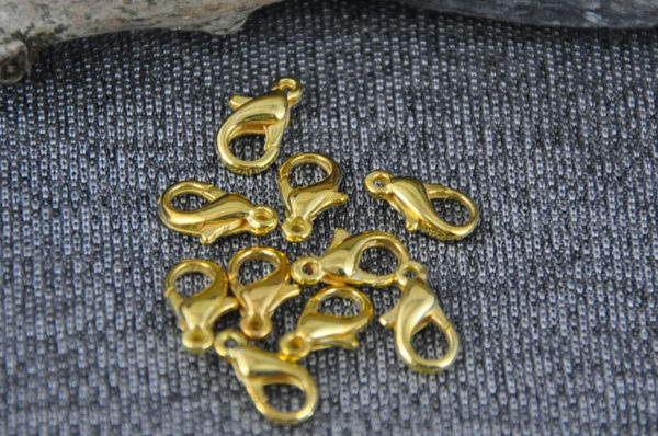 2 Stück Karabinerverschluss, goldfarben, 10 x 5.5 mm