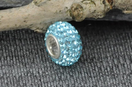 Czech Strass Beads, 925 Sterling Silber, 8 x 12 mm, klar-hellblau