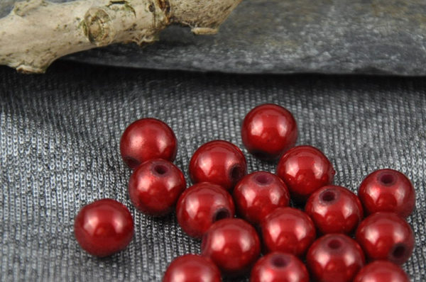 10 x Acryl Beads/Kugeln 8 mm, weinrot