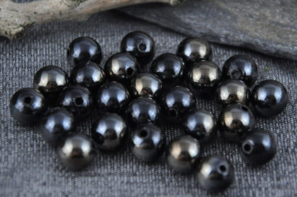 5 x Acryl Beads/Kugeln 10 mm, schwarz-anthrazit