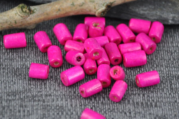 20 Stück Holz-Tube Perlen 8 x 5 mm, pink