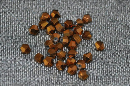 10 Stück Kristall Glasperle 4 x 4 mm, Kupfer