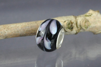 Murano-Glas Beads 13 mm, schwarz-rosa