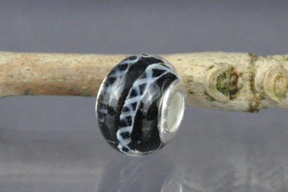 Murano-Glas Beads 13 mm, schwarz-weiss