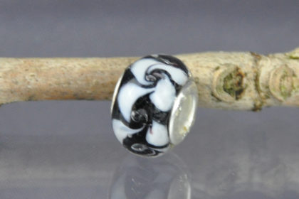 Murano-Glas Beads 13 mm, schwarz-weiss Tropfen