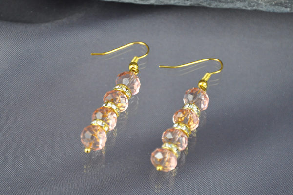 Ohrhacken goldern mit 4 Swarovski-Kristallen rosa