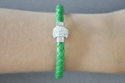 Shamballa Armband mit klaren Kristallen, grün