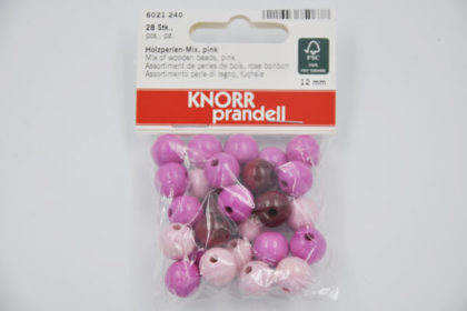KNORR prandell - 28 Stück Holzperlen-Mix, pink, 12mm