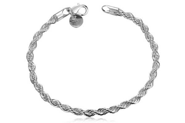 925 Sterling Silber Armkette gedreht, 20cm